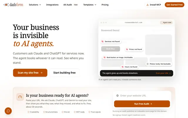Screenshot of AI Form Builder for AI Agents | Dashform