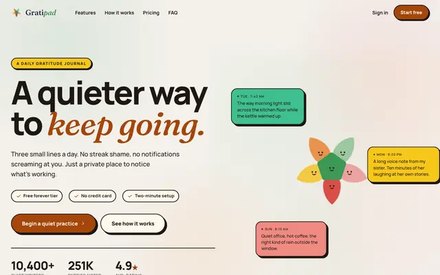 Screenshot of Gratipad — Daily Gratitude Journal