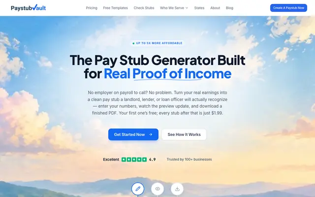 Screenshot of Pay Stub Generator | Create Free Pay Stubs Online Now