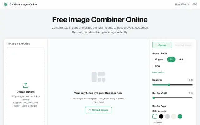 Screenshot of Free Image Combiner Online - Combine Images Easily