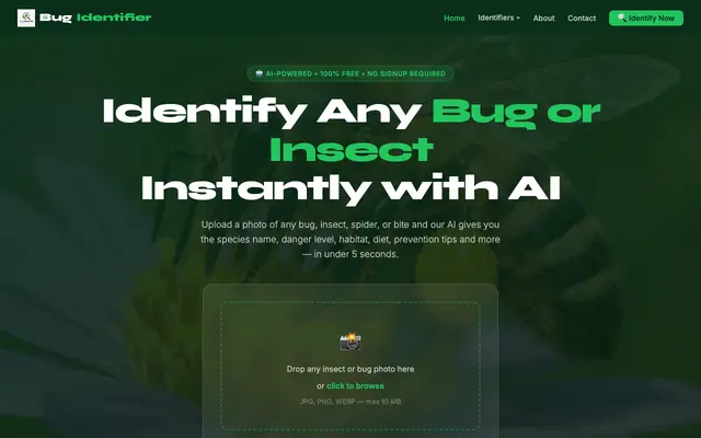 Screenshot of Bug Identifier – Identify Insects and Bugs by Picture Online