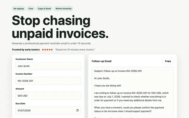 Screenshot of Forge Invoice