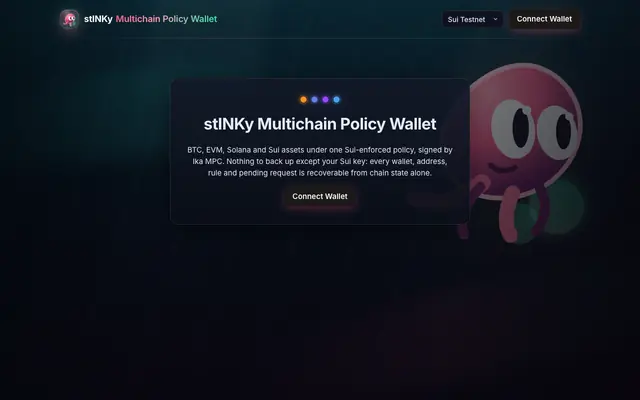 Screenshot of stINKy Multichain Policy Wallet