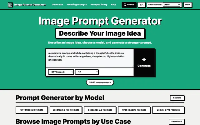 Screenshot of Image Prompt Generator | Free AI Image Prompt Generator