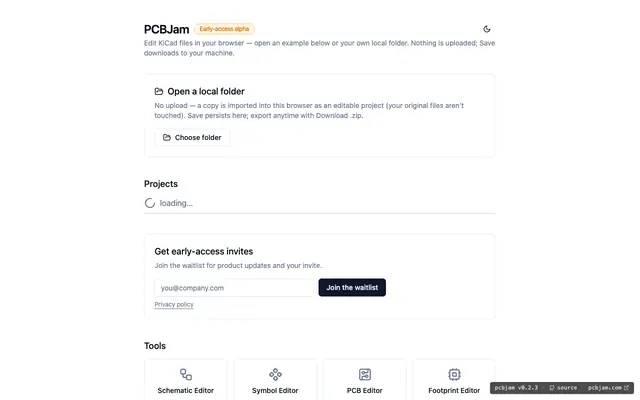 Screenshot of PCBJam - KiCad demo