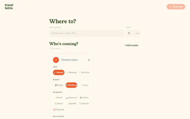 Screenshot of Travel Tetris