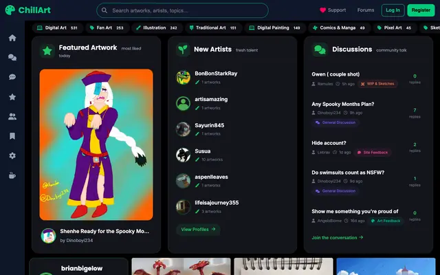 Screenshot of ChillArt — Human-made art only (No AI)
