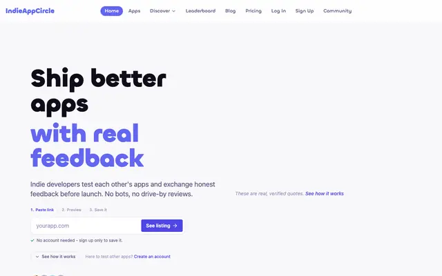 Screenshot of indieappcircle.com