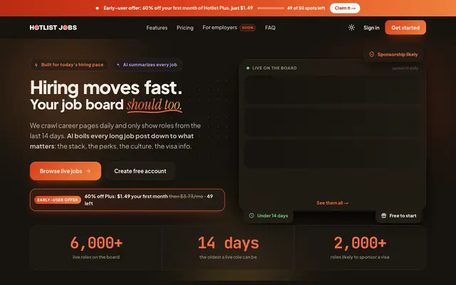 Screenshot of Hotlist Jobs