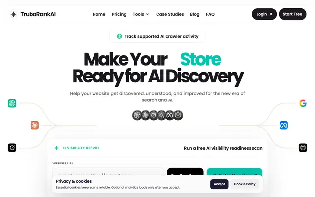 Screenshot of TruboRank AI - AI Discoverability, AEO and GEO Scanner