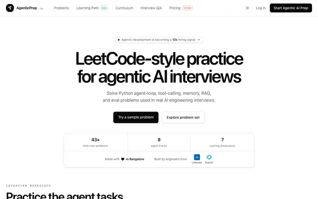 Screenshot of Agentic AI Interview Prep and Python Practice | AgenticPrep