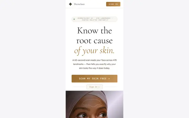 Screenshot of DermAura — AI Skin & Stress Intelligence