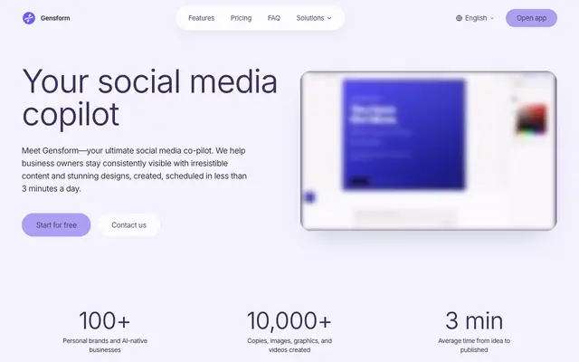 Screenshot of Gensform | Your Social Media Copilot
