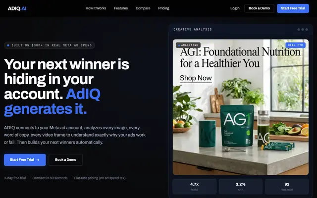 Screenshot of AdIQ.AI - AI-Powered Ad Intelligence