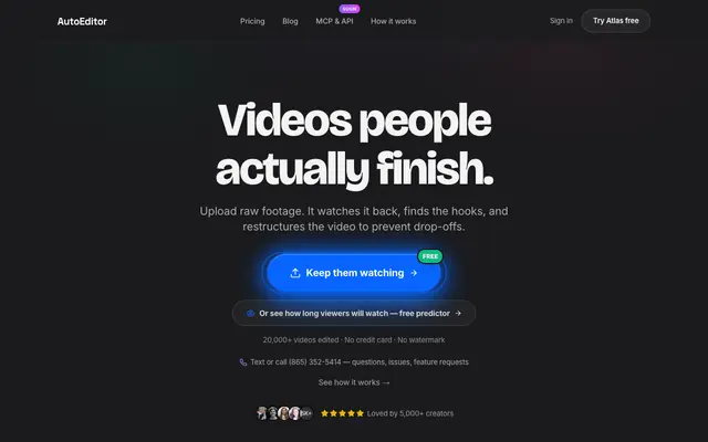 Screenshot of AI Video Editor — AutoEditor | Edit Video with AI in Minutes