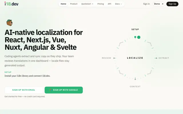 Screenshot of i18.dev | Modern alternative to legacy translation management