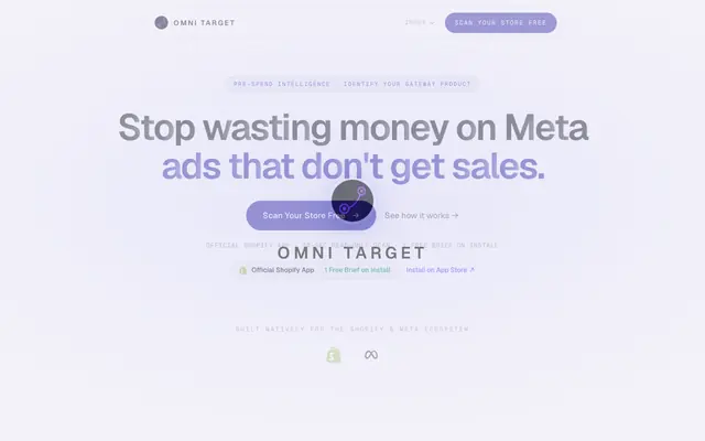 Screenshot of Omni Target | Pre-Spend Intelligence for Shopify Fashion Brands