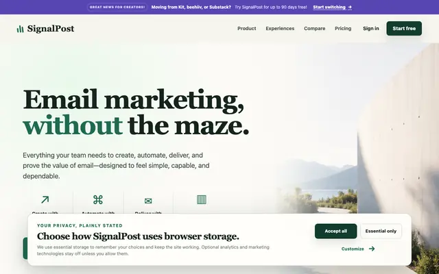Screenshot of SignalPost | Email Marketing for Brands, Creators, Agencies, Non-Profits & Highe