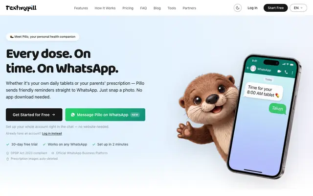 Screenshot of WhatsApp Medicine Reminder | No App Needed | TextMyPill
