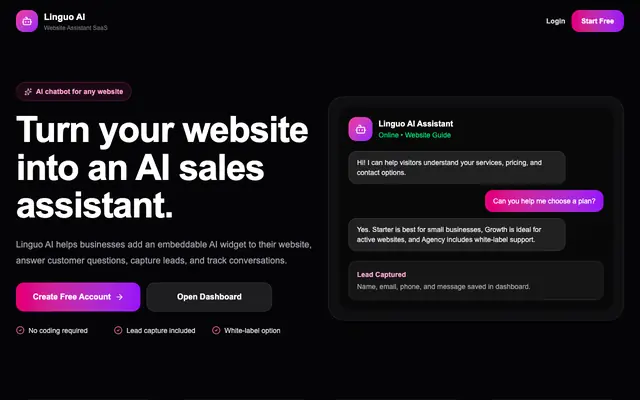 Screenshot of Linguo AI Dashboard