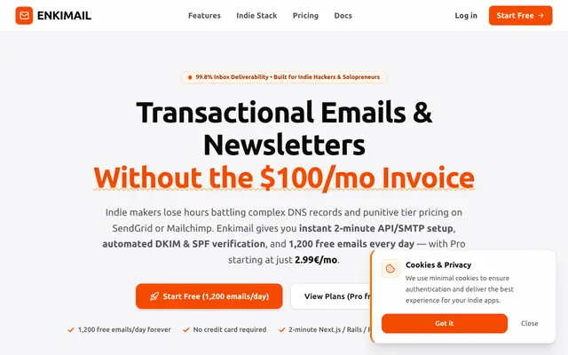 Screenshot of enkimail - The Humble Email Marketing Platform