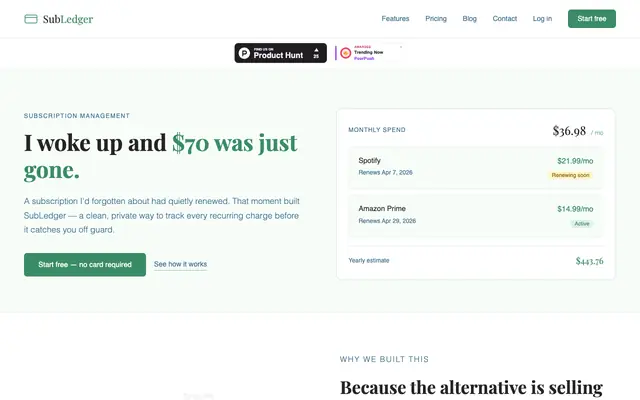 Screenshot of SubLedger - Privacy-first Subscription Tracker