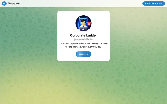 Screenshot of Telegram: Launch @corporateladder_bot