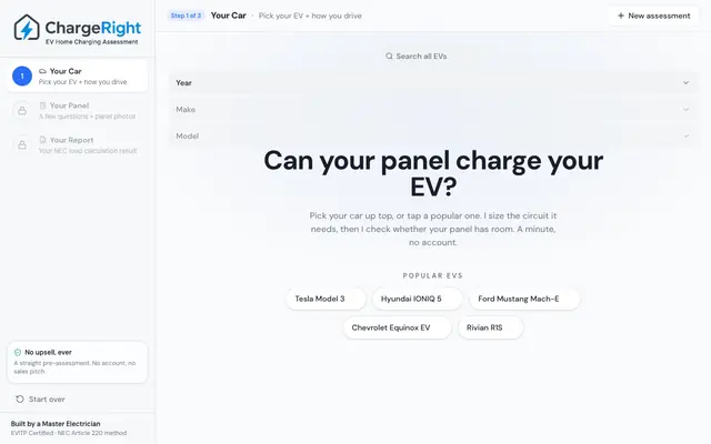 Screenshot of Check my panel - ChargeRight
