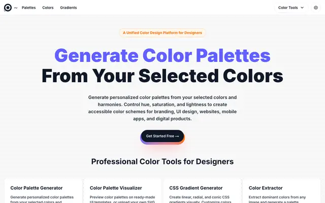 Screenshot of Color Palette Generator From Your Selected Colors | PalettIQ