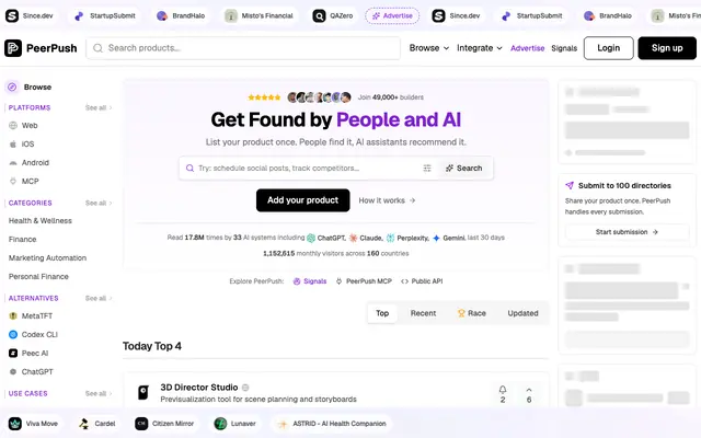 Screenshot of PeerPush - Get Found by People and AI