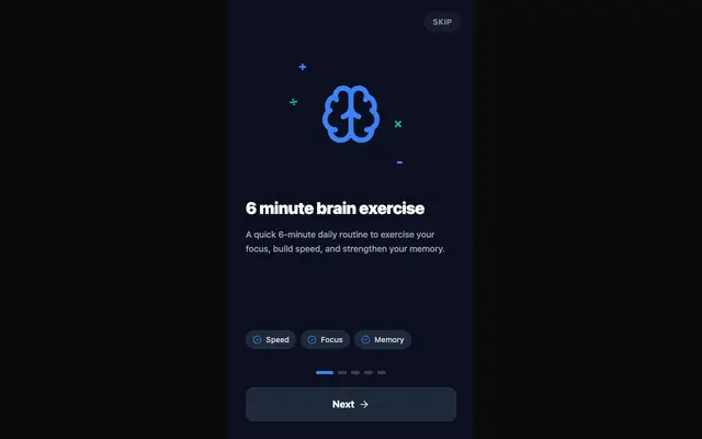 Screenshot of Mathletiq | 6 minute brain exercise