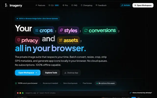 Screenshot of Imagerry | Image Editor, Converter & Customizer