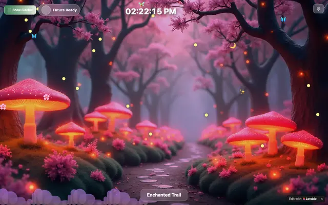 Screenshot of Future Ready Desk Clock — Infinite Forest Walk Meditation