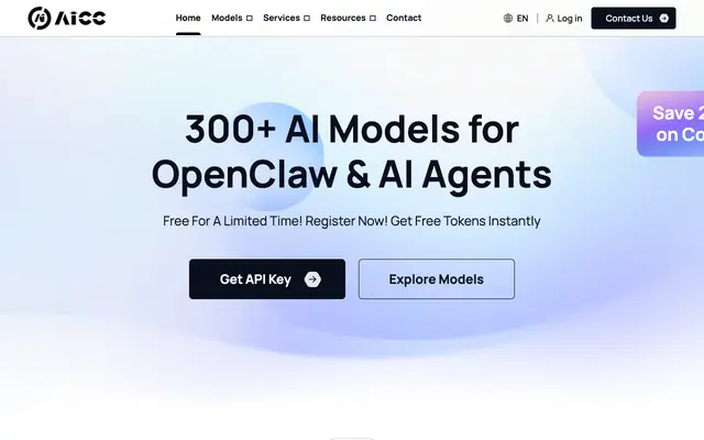 Screenshot of AICC - 300+ AI Models with One API - Save up to 80% - AI.cc
