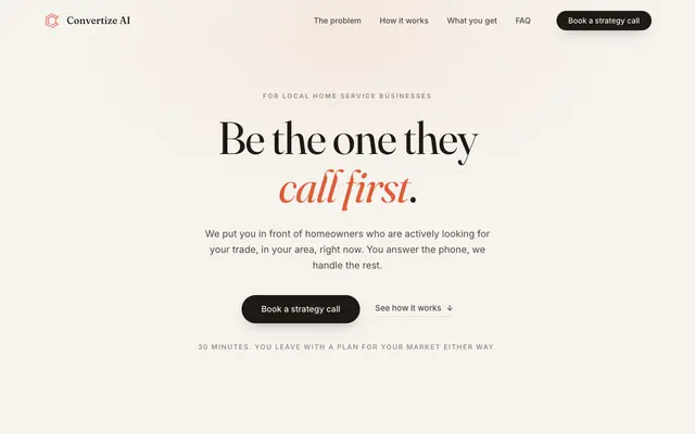 Screenshot of Convertize AI | More Qualified Sales Calls. None of the Outreach.