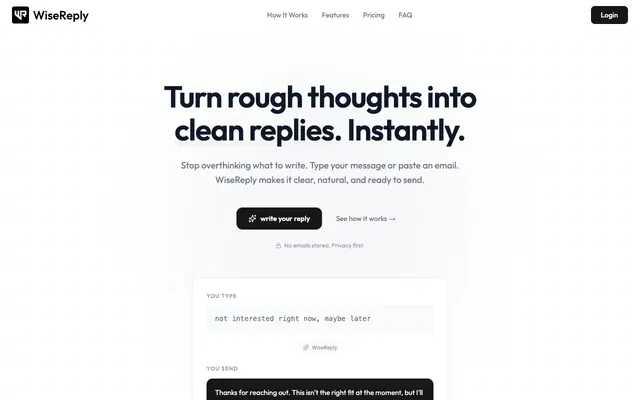 Screenshot of WiseReply – Write better replies faster
