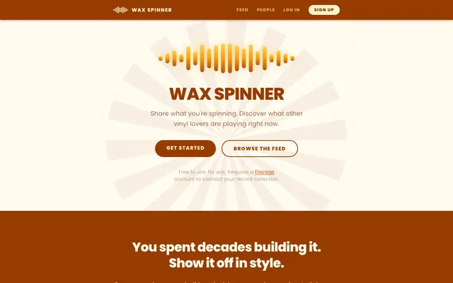 Screenshot of Wax Spinner — Share What You're Spinning