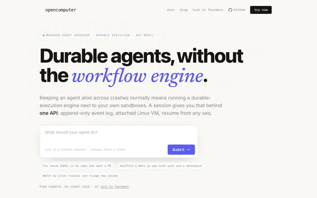Screenshot of Durable agent sessions – durable execution built for agents
