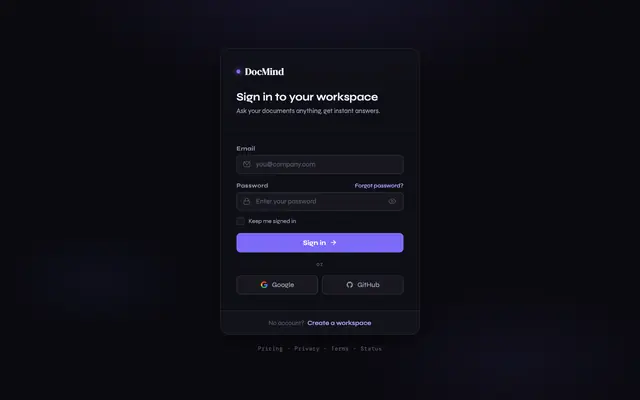 Screenshot of DocMind — AI Document Intelligence
