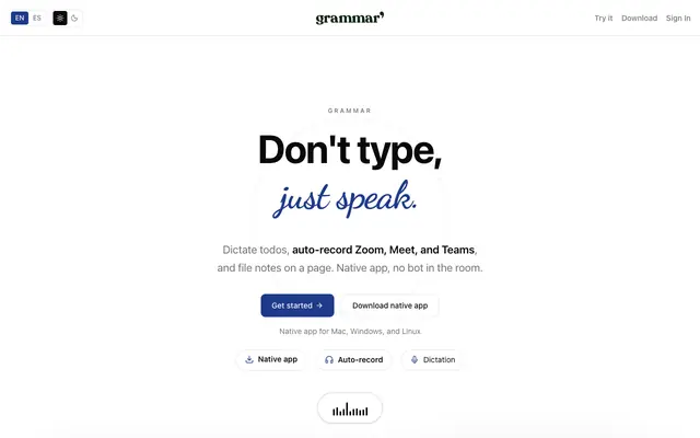 Screenshot of Grammar — Your ideas deserve better than scattered tools