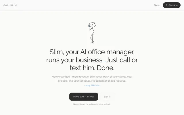 Screenshot of CallSlim — Your Business AI