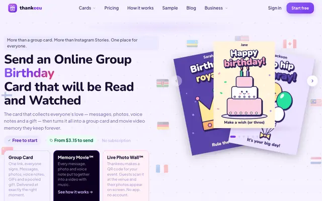 Screenshot of Thankeeu — Group Cards & Gifts for Every Occasion 💜