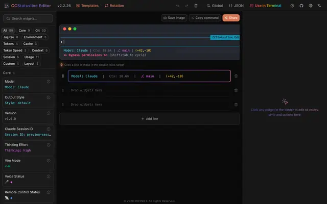 Screenshot of CCStatusline Editor