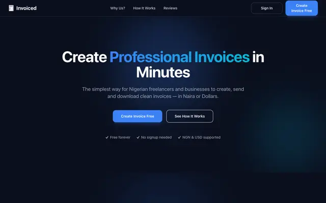 Screenshot of invoiced