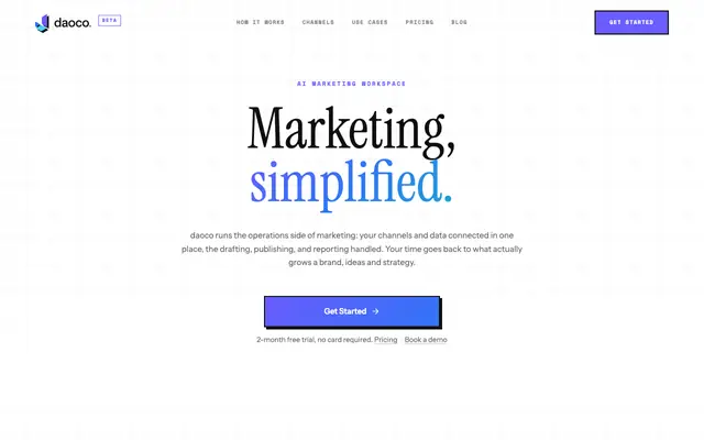 Screenshot of daoco | AI marketing software