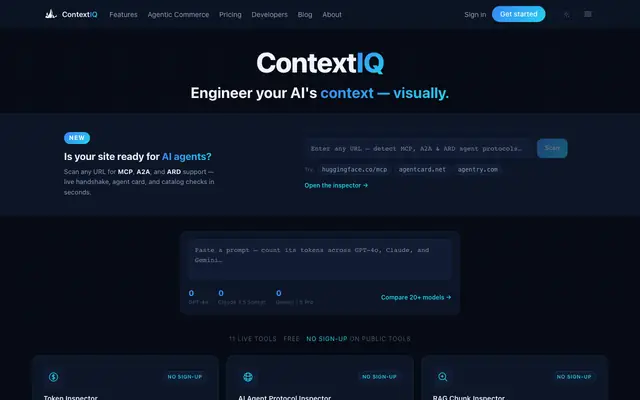 Screenshot of ContextIQ — AI Context Engineering Suite for AI Engineers