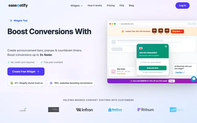 Screenshot of EaseNotify – Free Announcement Bar & Widget Builder