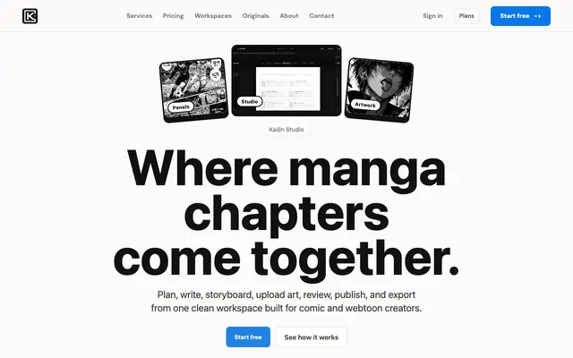 Screenshot of Kaijin | One workspace for manga and manhwa creators