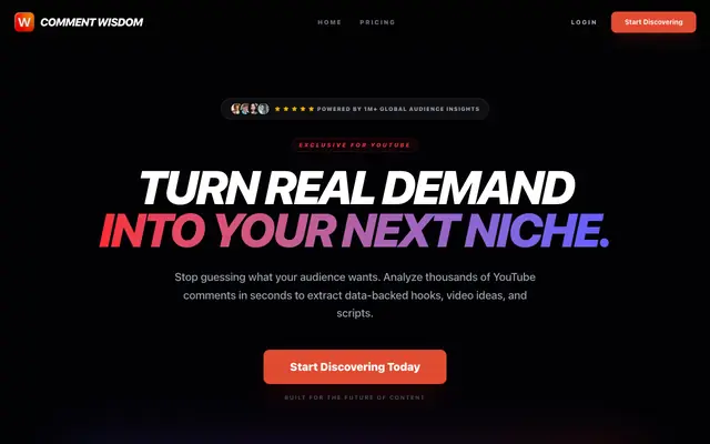 Screenshot of Comment Wisdom | Unlock Viral Ideas from Audience Intelligence