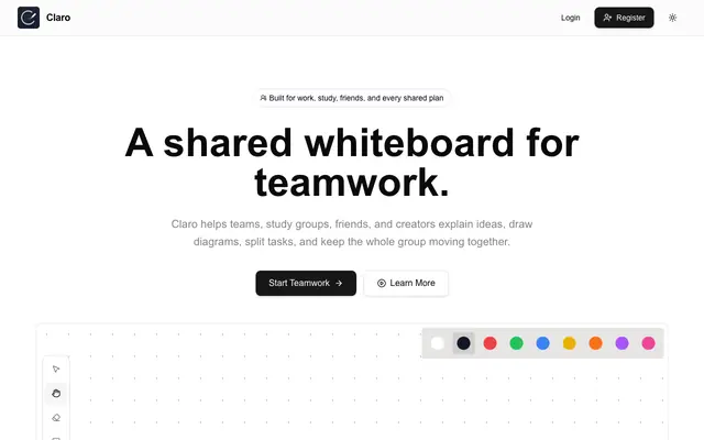 Screenshot of Claro | Teamwork Whiteboard